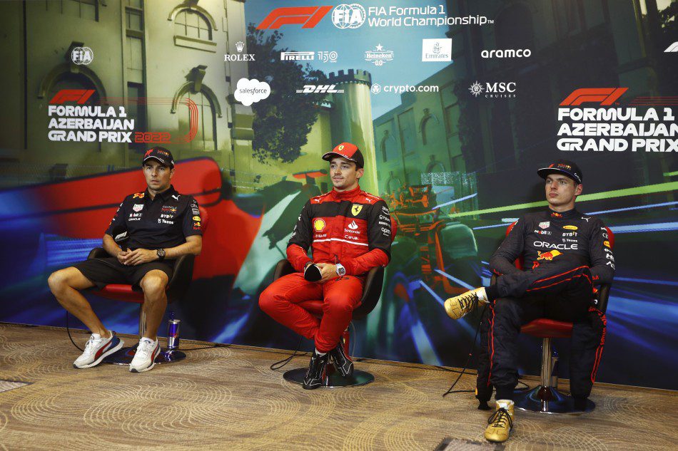 Sergio Perez, Charles Leclerc, Max Verstappen Copyright FIA
