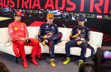Charles Leclerc, Max Verstappen, Sergio Perez Copyright FIA