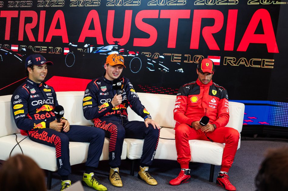 Sergio Perez, Max Verstappen, Carlos Sainz Copyright FIA