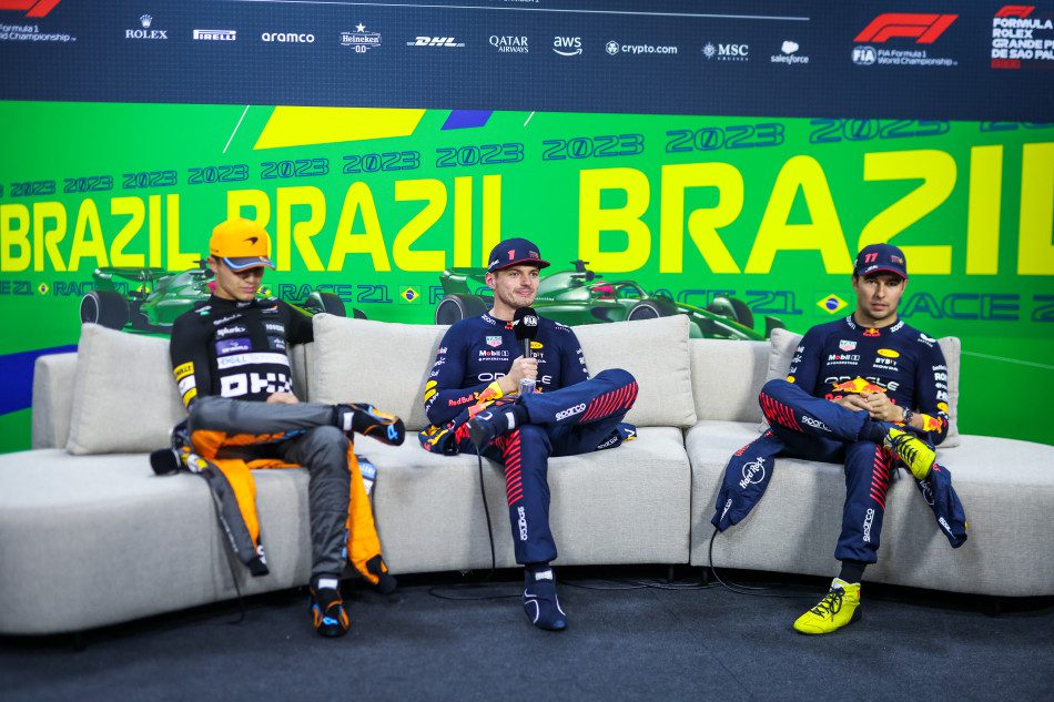 Lando Norris, Max Verstappen, Sergio Perez Copyright FIA